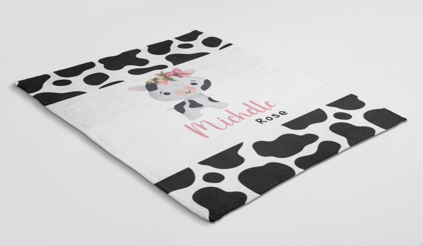 Personalized Cow Blanket