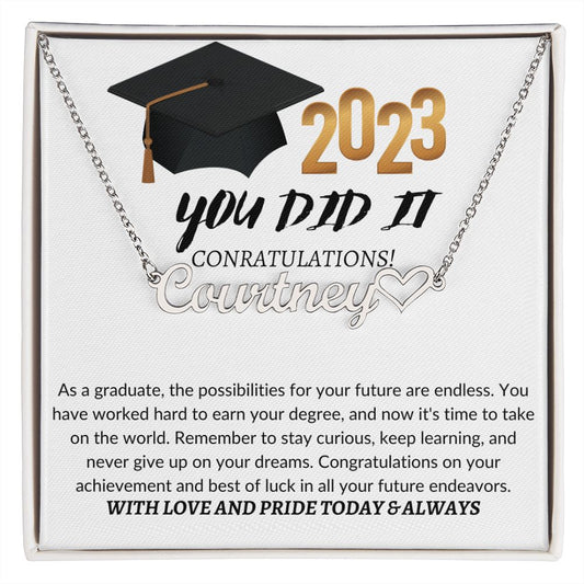 Graduation- Heart Name Necklace