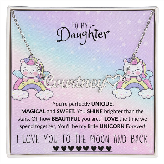 To My Daughter- Custom Name Necklace +heart