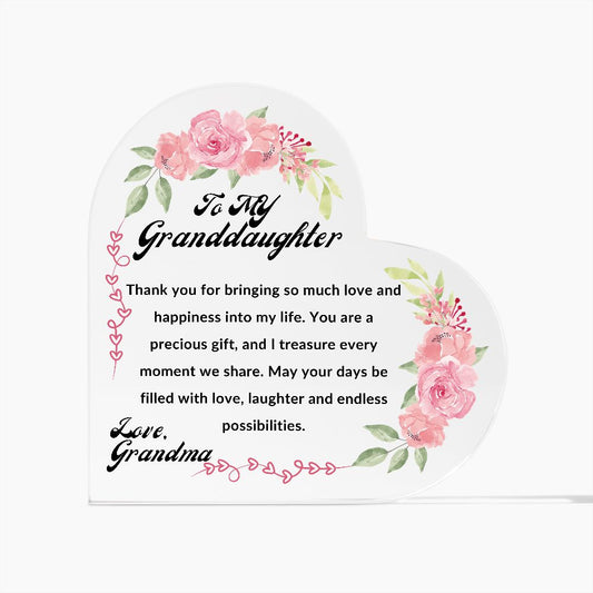To My Granddaughter Plaque