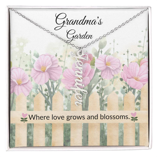 Personalized Vertical Name Necklace - Garden Card