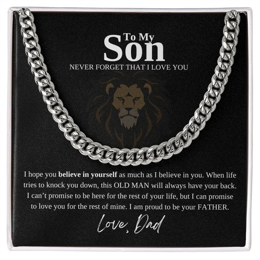 To My Son (Black Background)- Cuban Link Chain