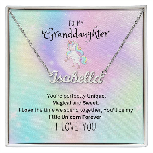 Custom Name Necklace- Unicorn Granddaughter